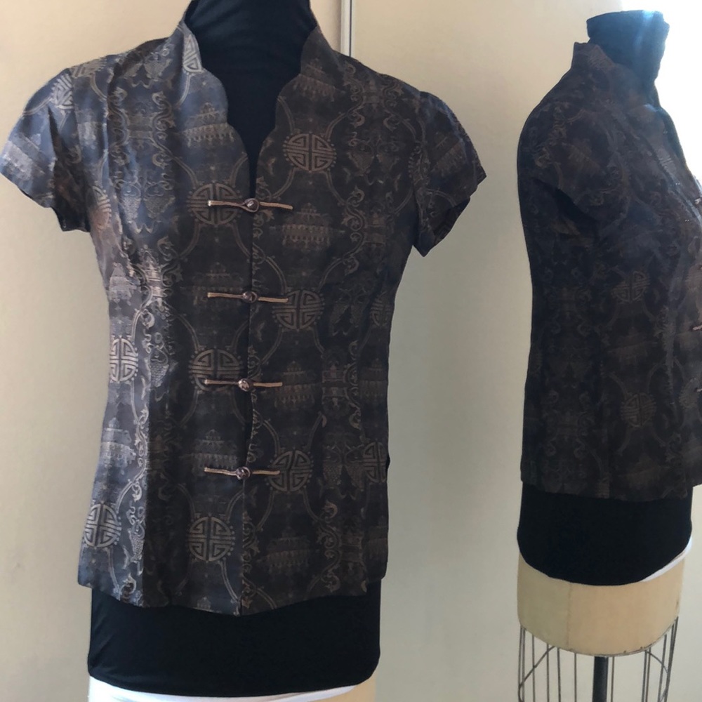 Silk short sleeve blouse
